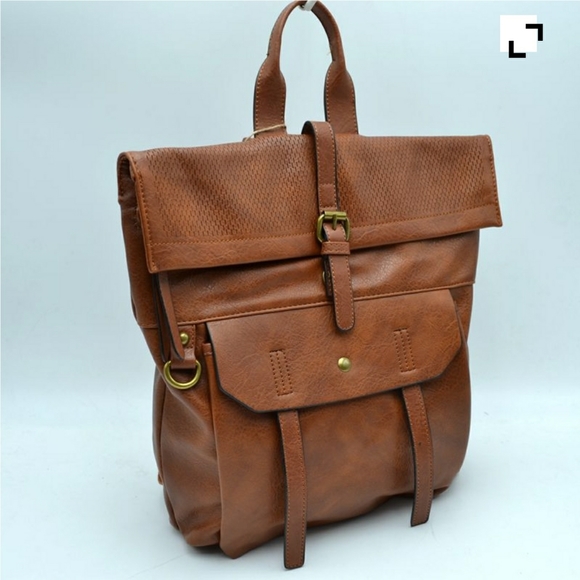 Brown Vegan Leather Backpack